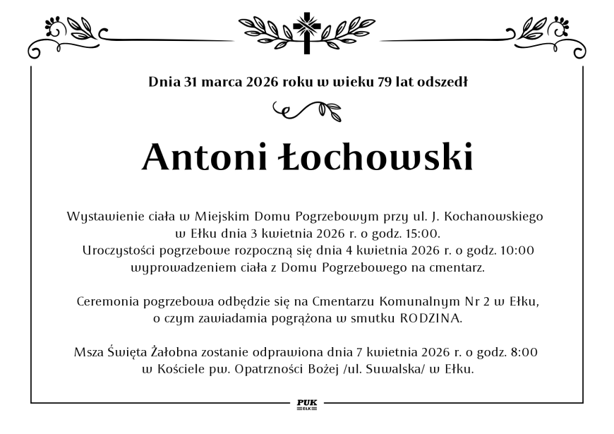 Antoni Łochowski - nekrolog